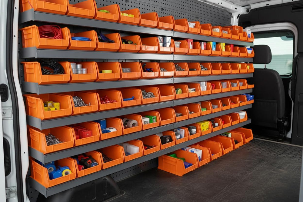 15" x 8" x 7" (6 Pack) Plastic Stackable Storage Bin, Orange