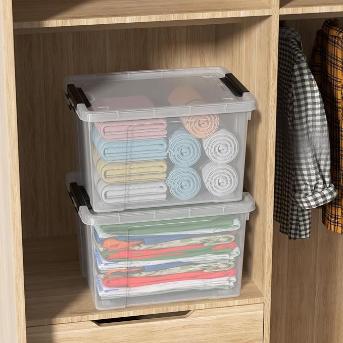 Zopnny 24 Quart Clear Plastic Storage Bin (4-Pack)