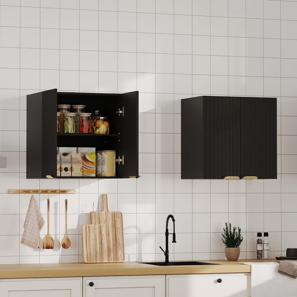 ChooChoo Bathroom Wall Cabinet, Laundry Room Cabinet with 2 Fluted Doors