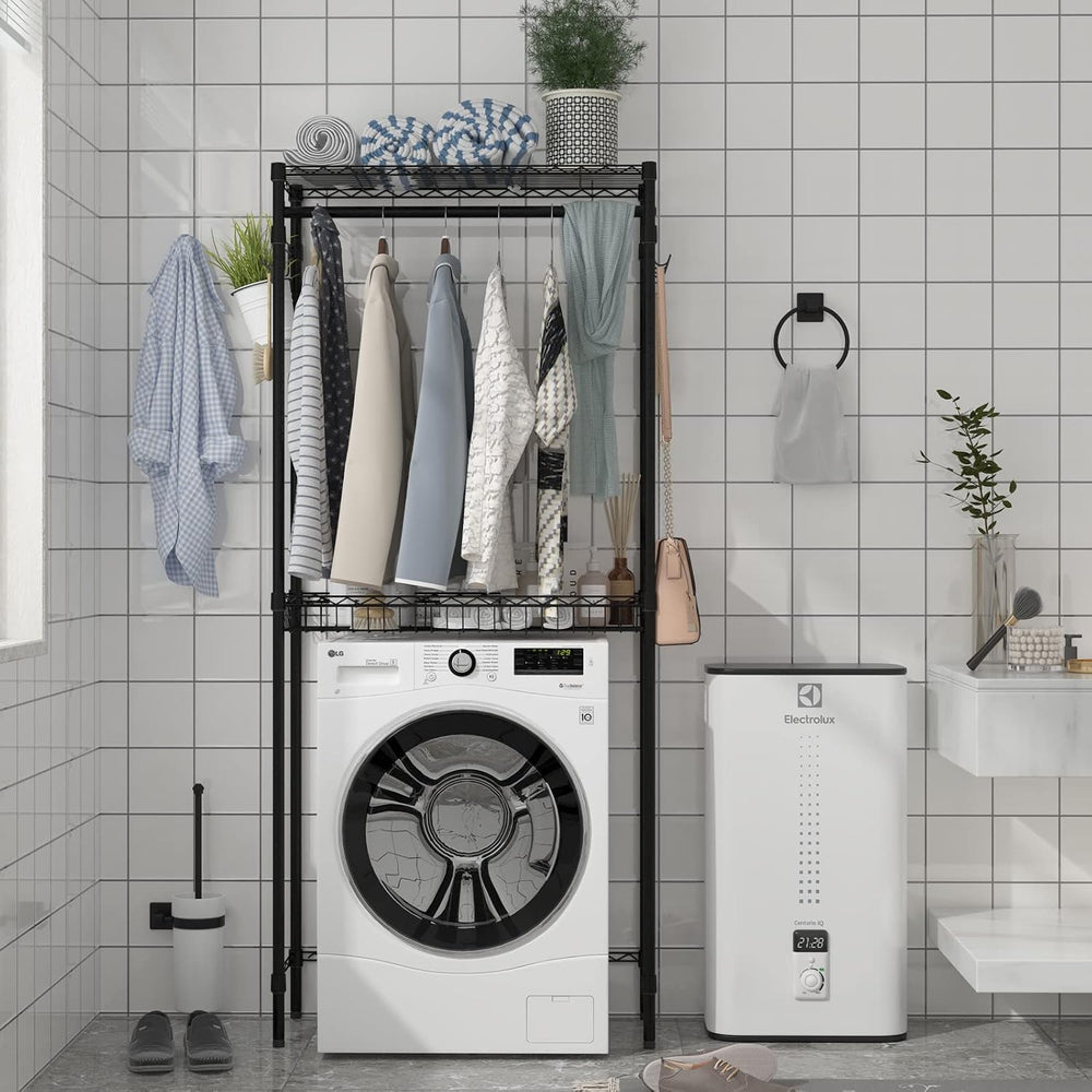 Xiofio Washer and Dryer Storage Shelf,Clothes Drying Rack,2 Tier Adjustable H...