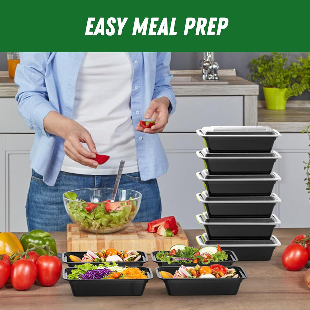 Dealusy 50 Pack (100-Piece) 38 oz Meal Prep Containers Reusable with Lids