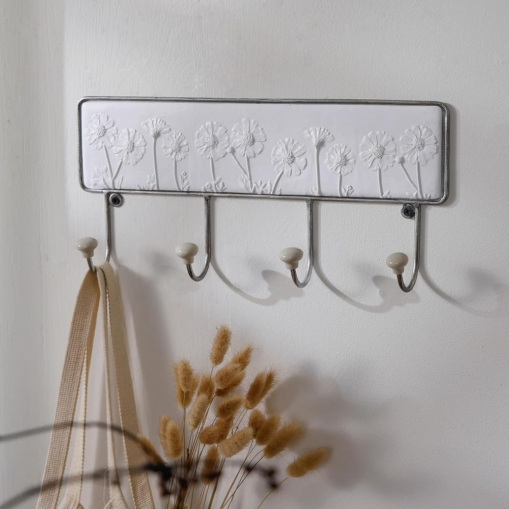 NIKKY HOME Rustic Boho Coat Rack Decorative Floral Wall Mount Large Coat Hook...