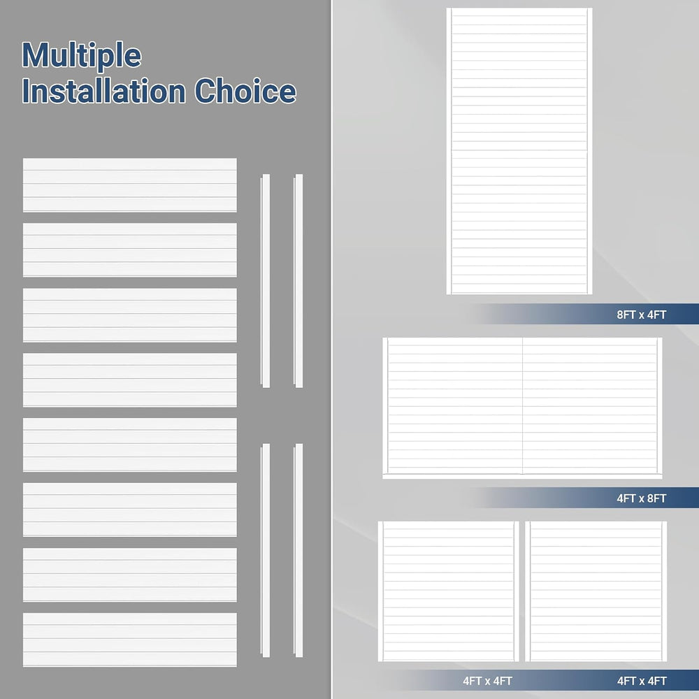 Neoaider Slatwall Panel 8 FT x 4 FT, Interlocking Slat Wall Paneling, White