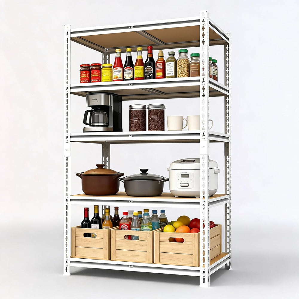 White Storage Shelving Unit，40" W 5 Tier Storage Shelve，Adjustable Heavy...