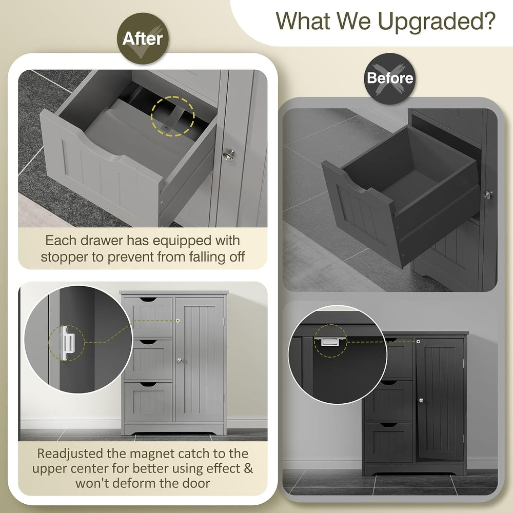 SUPER DEAL Bathroom Storage Cabinet with 3 Drawers and 1 Door, Entryway Home ...