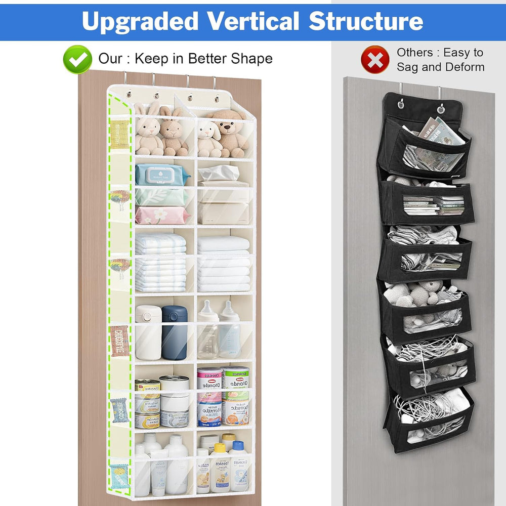 Univivi Hanging Door Organizer, 6 Tiers Large Over Door Storage, Beige