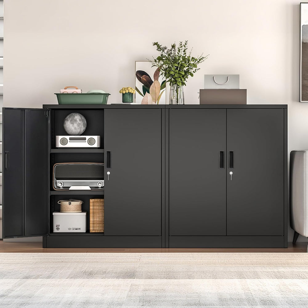 Metal Storage Cabinet, 36" H Locking Storage Cabinet with 2 Adjustable S...