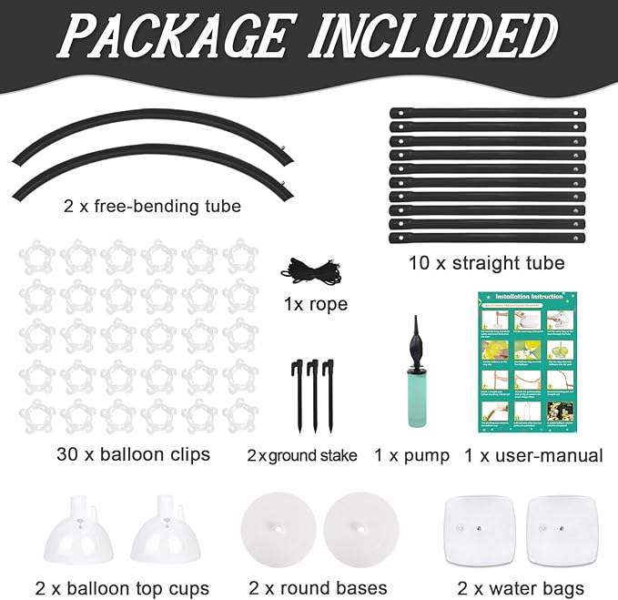 AerWo [Upgraded] Balloon Arch Kit Stand, 8.2ft+6ft Half Arch Balloon Stand wi...