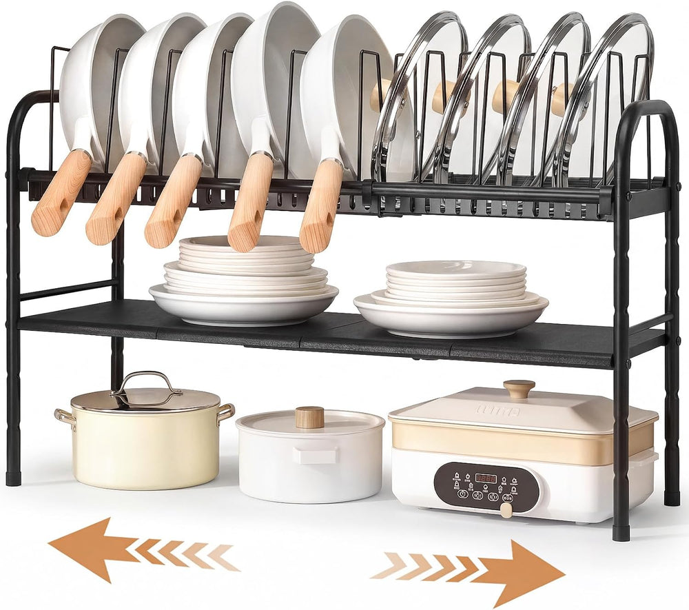 HULISEN Pots and Pans Organizer Under Cabinet, 2-Tier Expandable Pot Rack