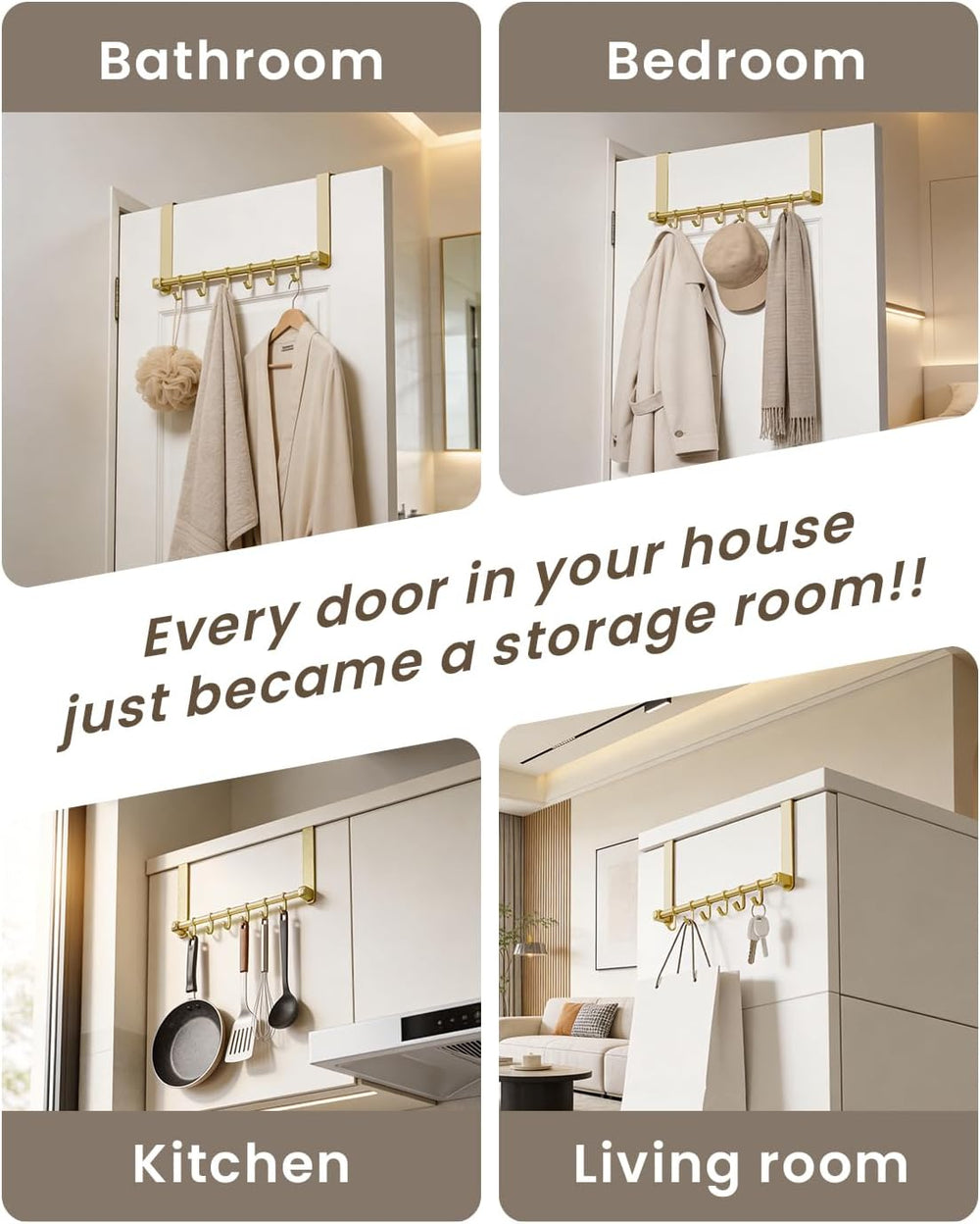 BOF Heavy Duty Over The Door Hooks, Door Hooks Hanger Organizer for Hanging (...