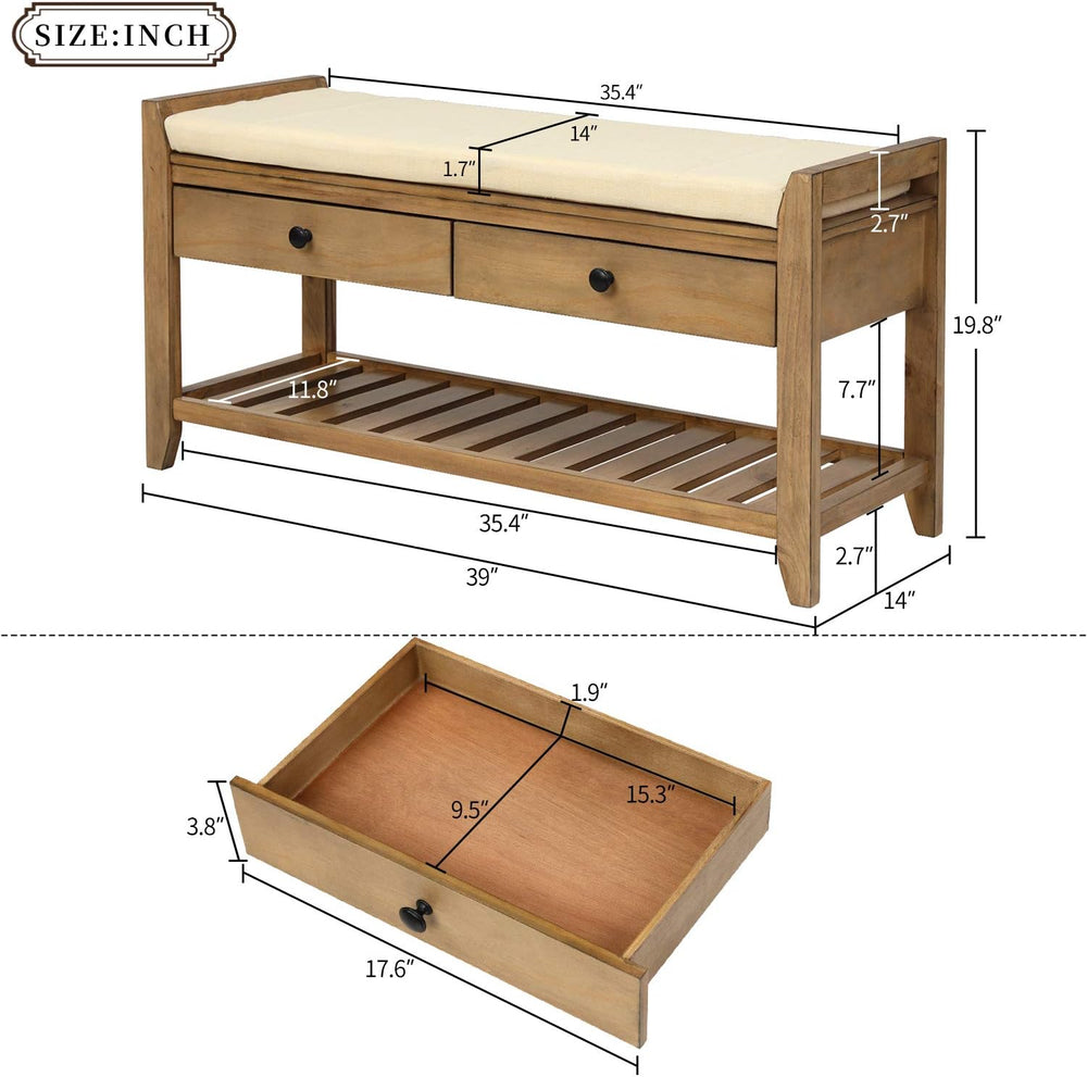 Merax Classic Wood Entryway Bench with Shoe Storge Wood Bench for Hallway Fro...