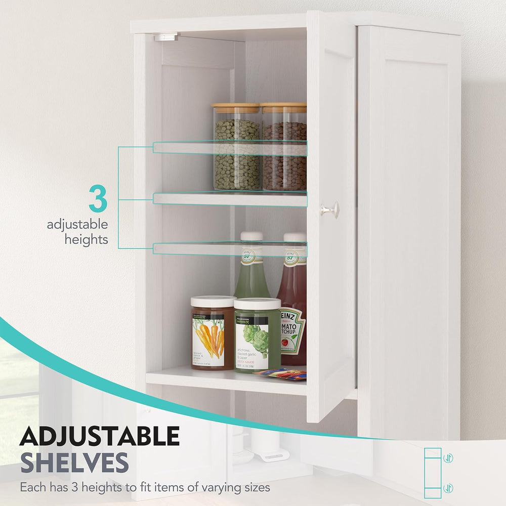 Vongrasig 64”Tall Narrow Slim Bathroom Storage Cabinet with 2 Doors, White