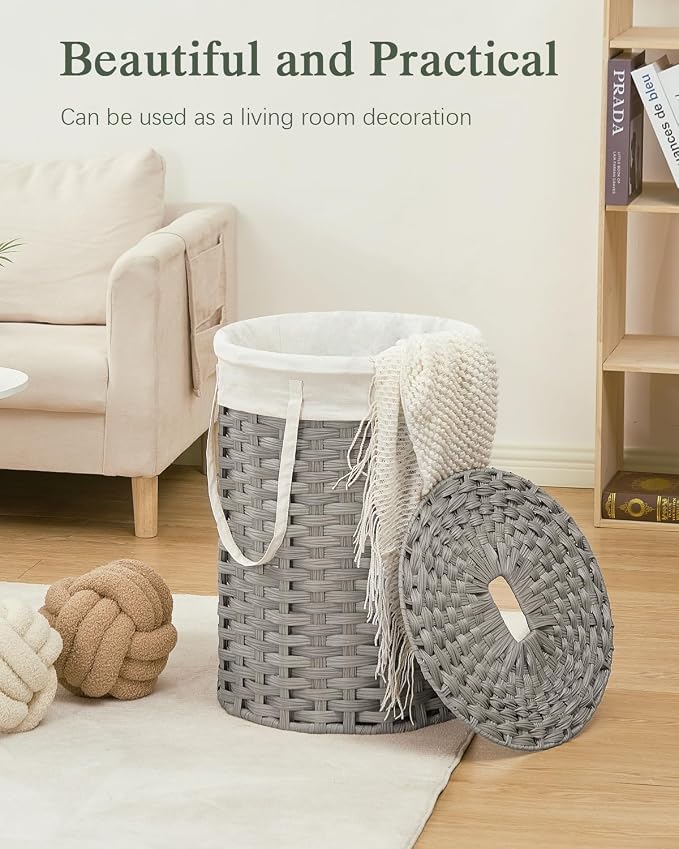 Laundry Hamper with Lid Laundry Basket with Lid 19.0 Gal Round Laundry Basket