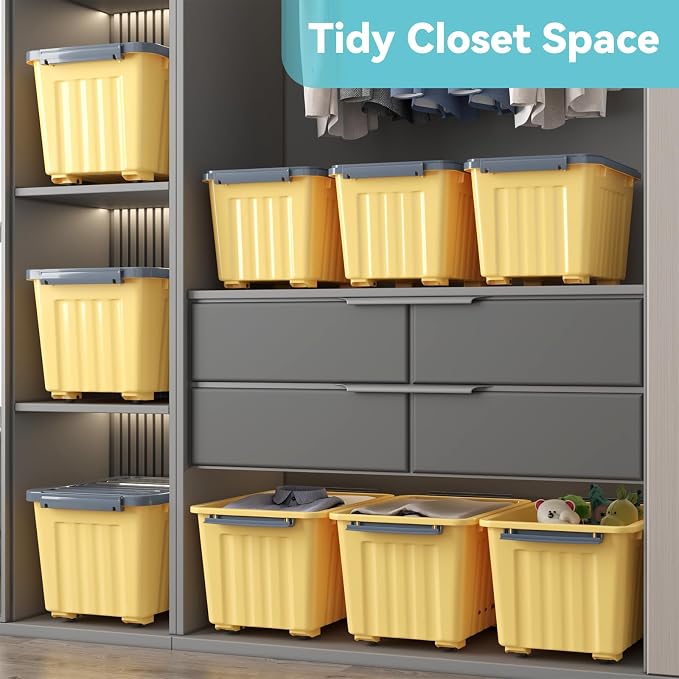 Nazhura Plastic Storage Bin, Stackable and Nestable Storage Boxes (6Pack)