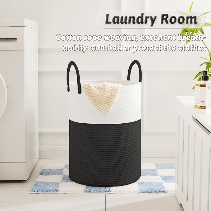 Laundry Basket, Woven Cotton Rope Laundry Hamper, 100L