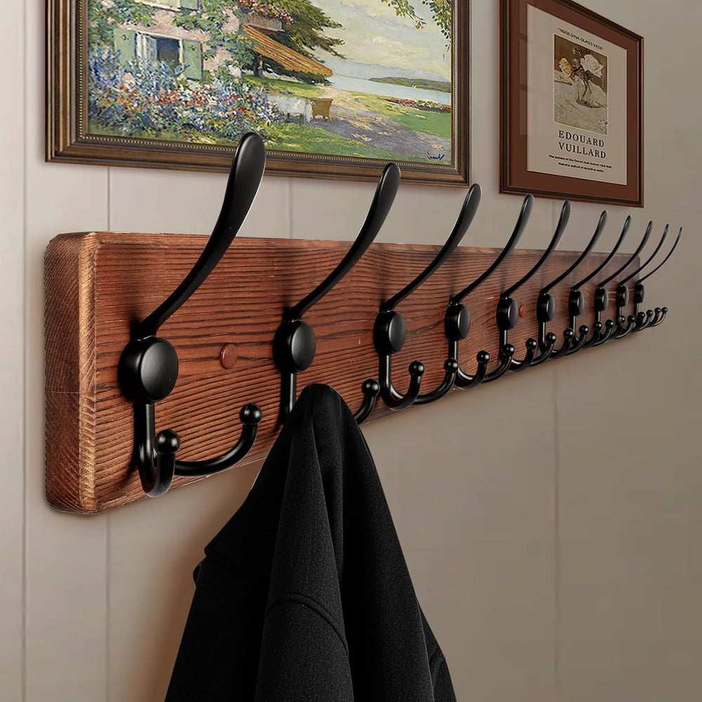 Large Coat Rack Wall Mount 38.6'' Rustic Wood Coat Rack Hook Long Coa...