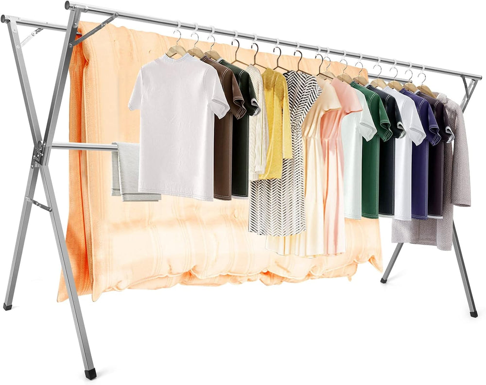 AIODE Clothes Drying Rack for Laundry Foldable Free of Installation Adjustabl...