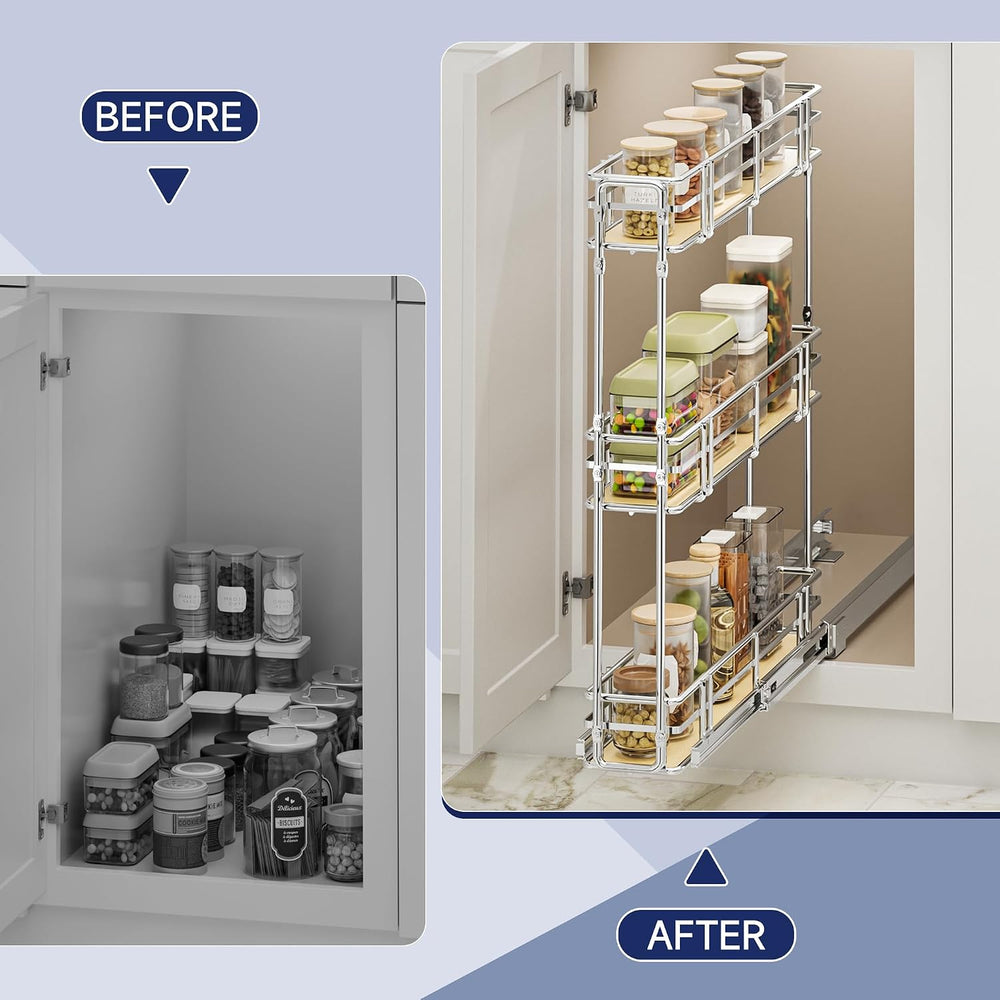 5" W x 20.5" D 3-Tier Pull Out Spice Rack Organizer for 6" Cab...