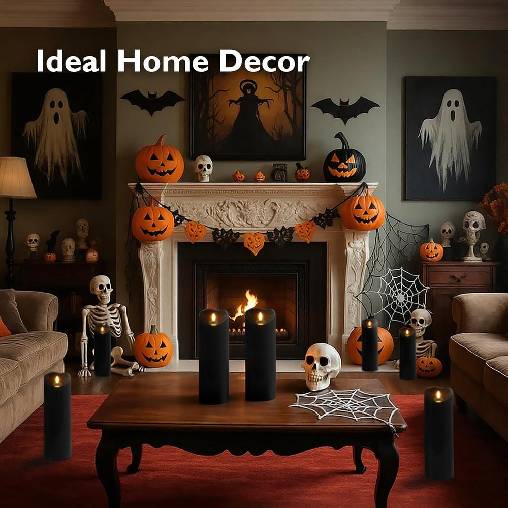 Homemory 4"x12" Black Flameless Candles, Halloween Candles, Outdoor...