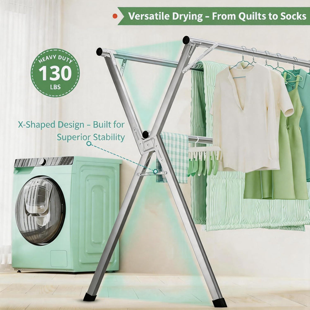 Foldable Clothes Drying Rack, Stainless Steel Laundry Drying Rack
