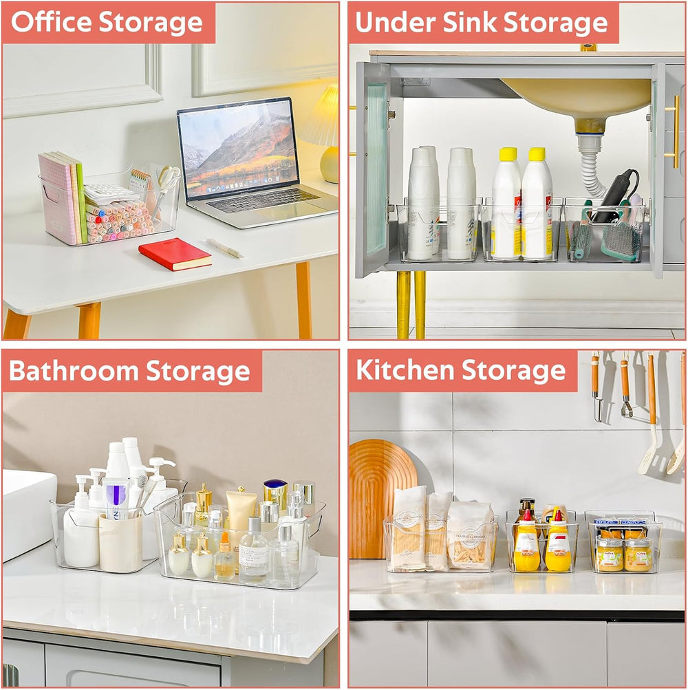 Clear Plastic Storage Bins - 12 Pack Pantry Organizers and Storage, Clear Pan...