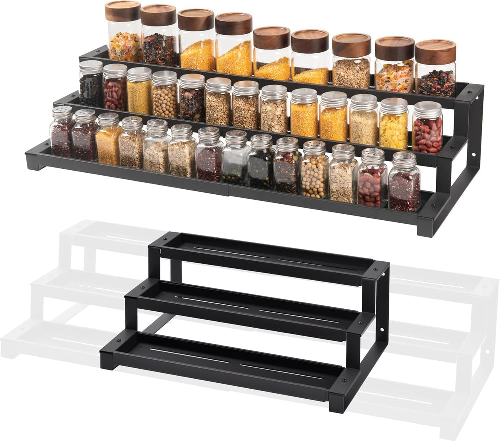 GOENDR Expandable Spice Rack Organizer for Cabinet, 3 Tier Metal Spice Organi...