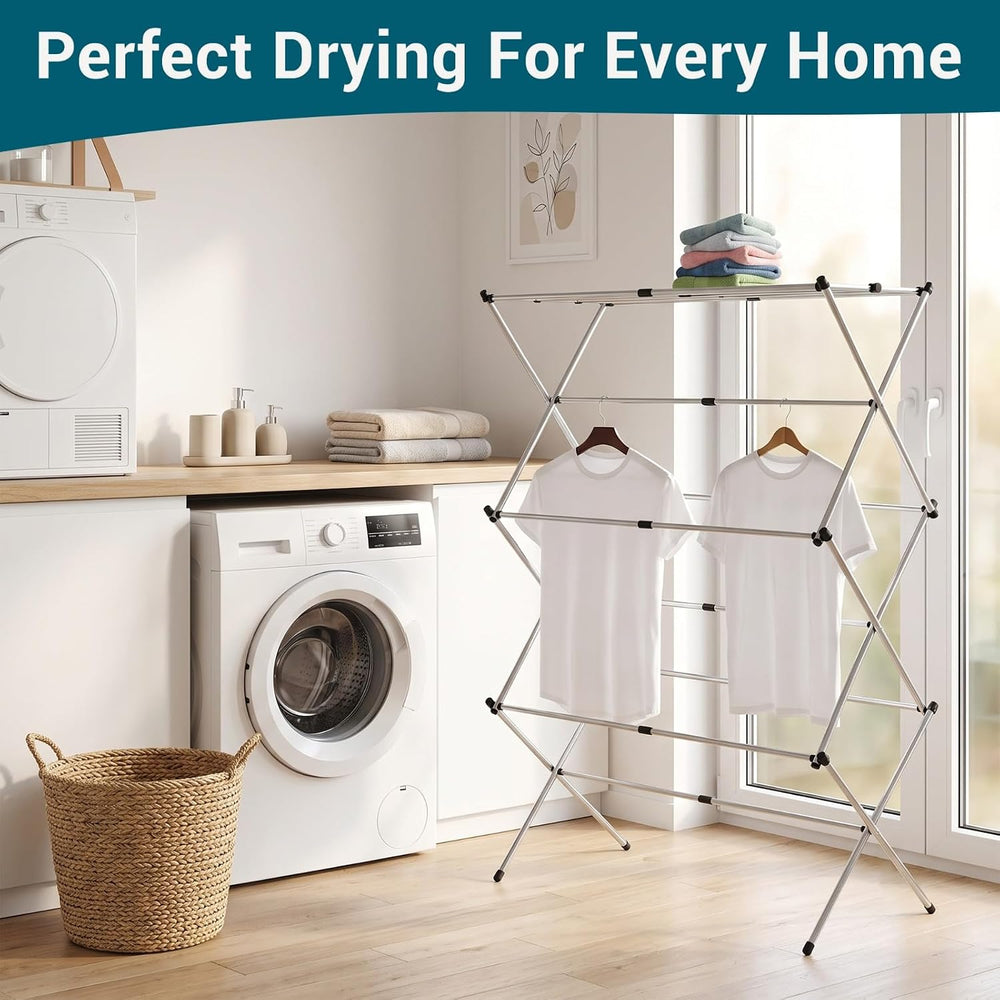 HOMION 3 Tier extendable Clothes Airer Dryer Indoor Outdoor Metal Laundry Dry...