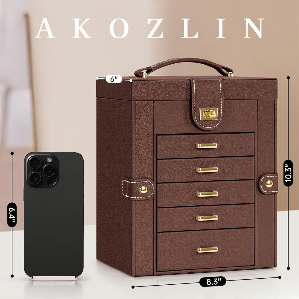 AKOZLIN 6-Tier Jewelry Box Organizer 5 Drawers Jewelry Storage Case