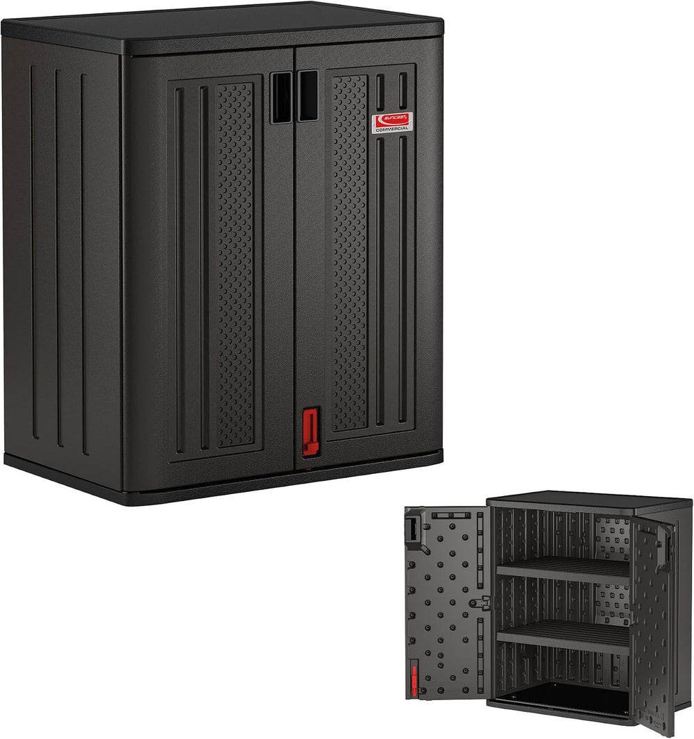 Suncast 30" Base Cabinet, Heavy-Duty Garage Storage Cabinet, Dark Gray