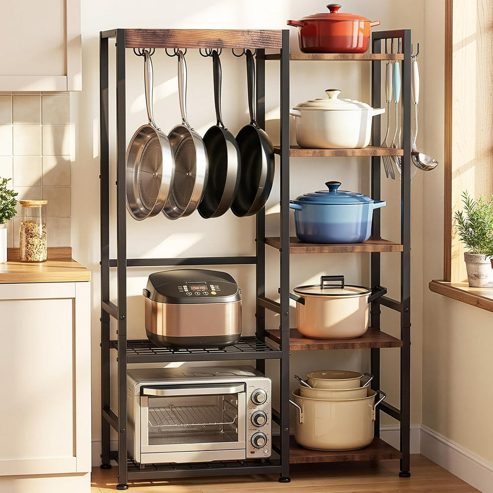 Housolution 5 Tier Cast Iron Pot Rack Pan Organizer Cookware Storage Shelf