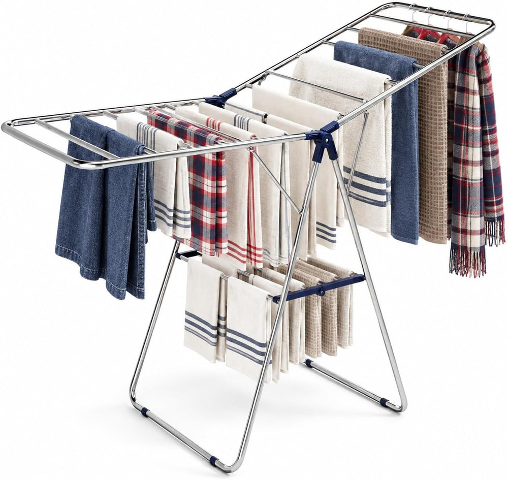 APEXCHASER Stainless Steel Clothes Drying Rack, No Assembly Indoor Outdoor