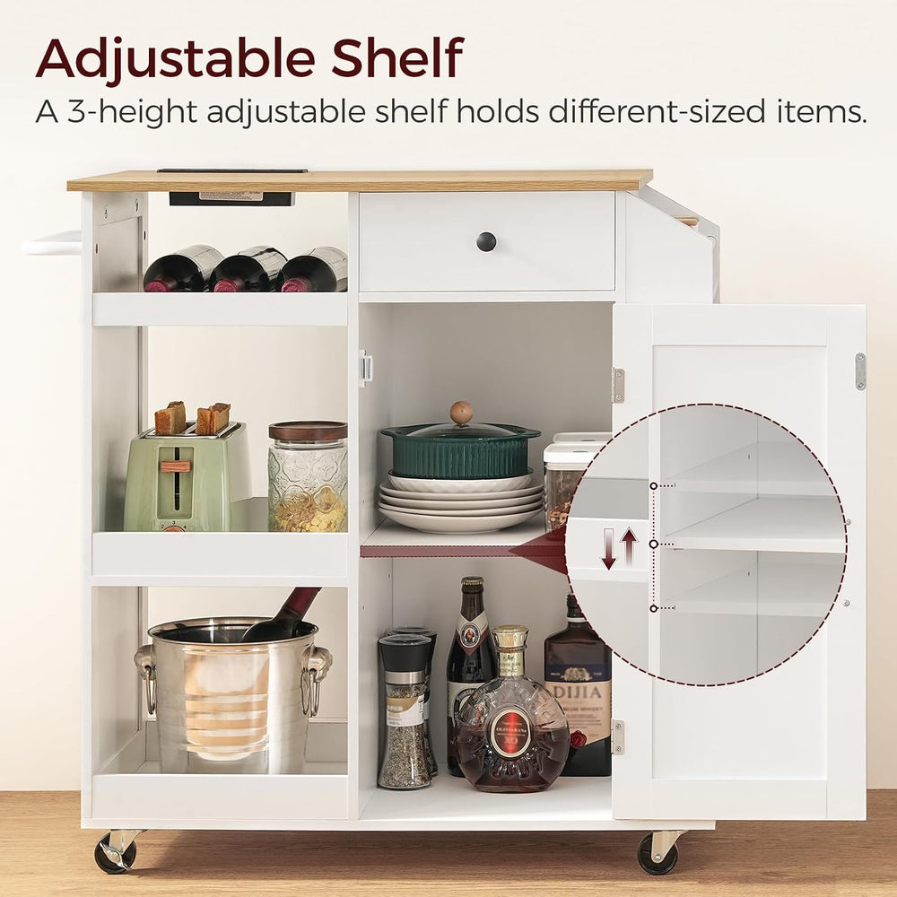 MAHANCRIS Kitchen Island with Power Outlet, Kitchen Storage Island with Drawe...