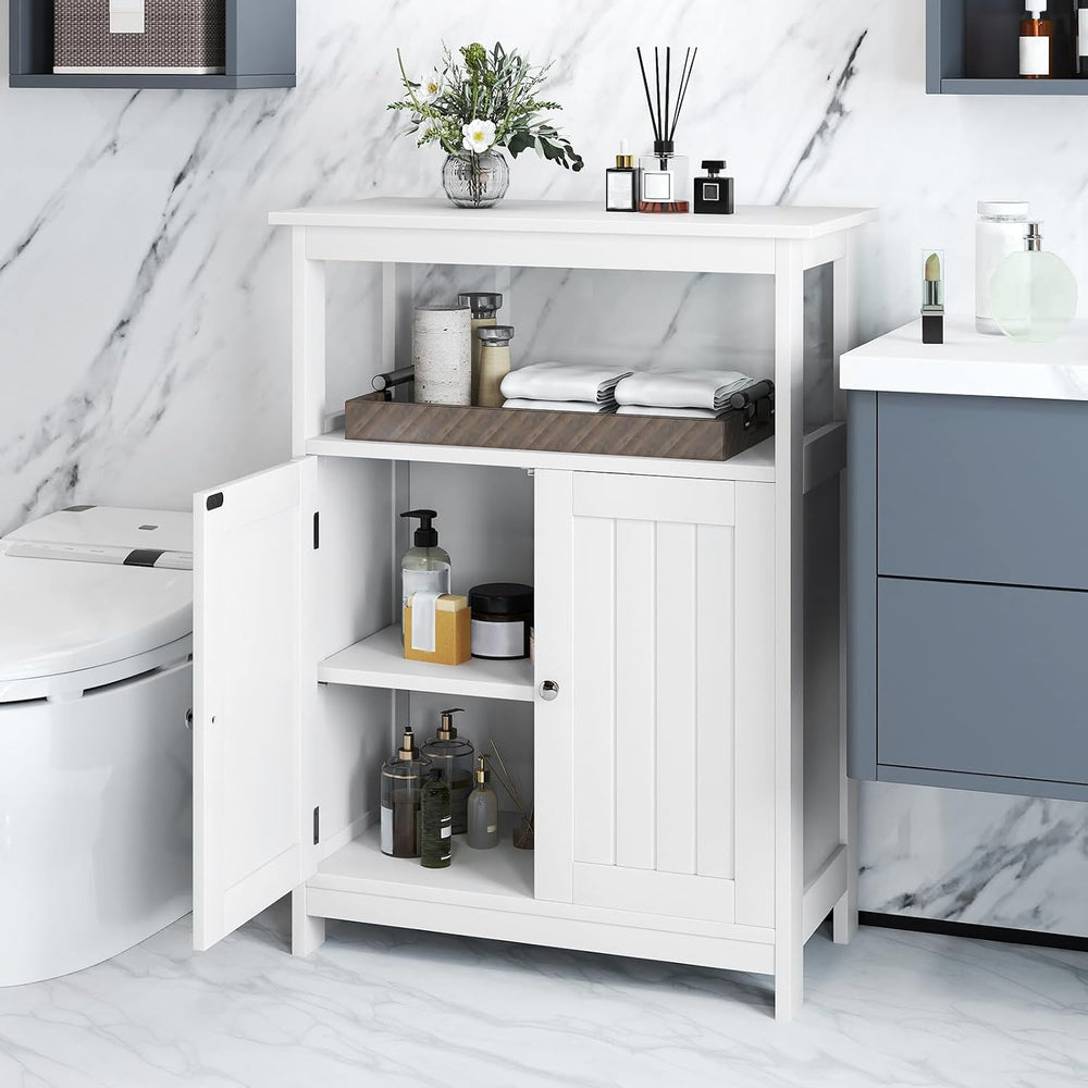 COSTWAY Bathroom Floor Storage Cabinet, Modern Wooden Storage Organizer