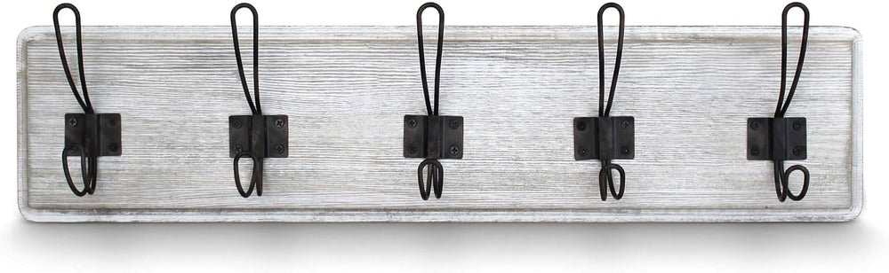 HBCY Creations Rustic Coat Rack - Wall Mounted Whitewash 24" Entryway Co...