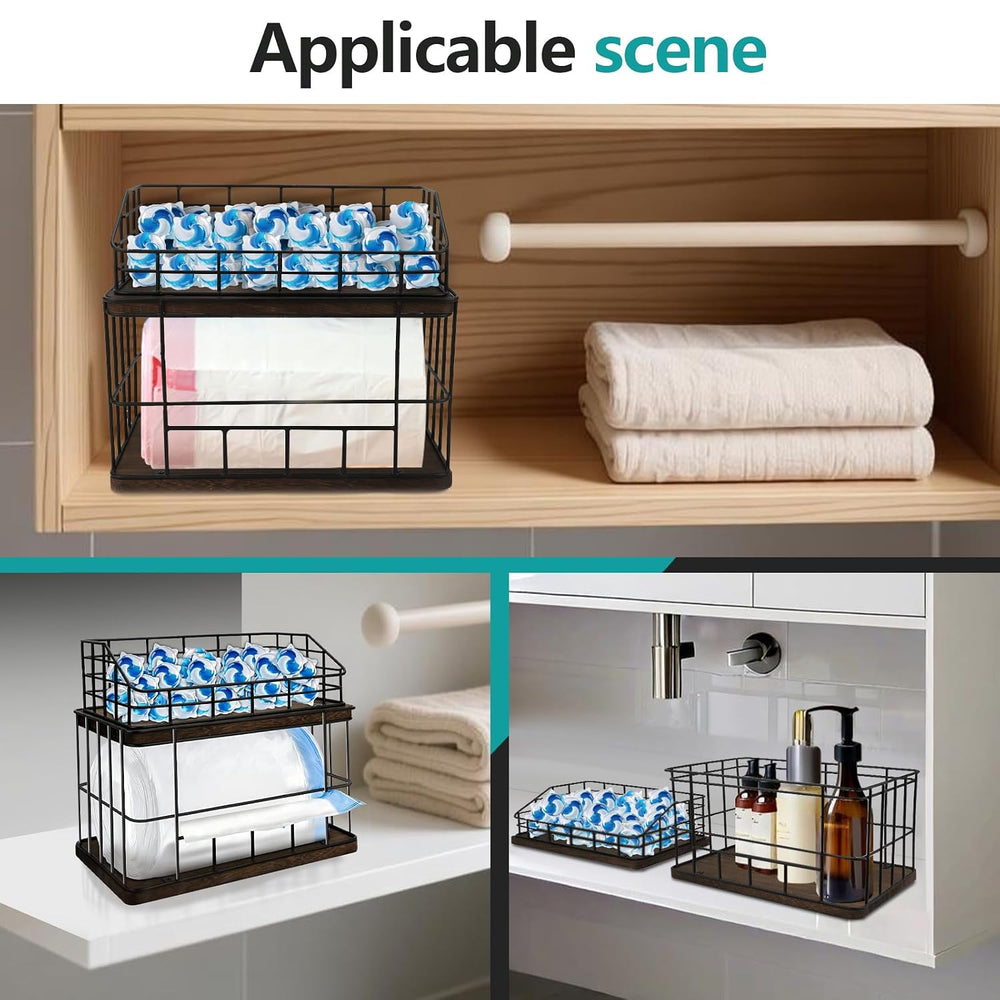 2-in-1 Trash Bag Holder & Dishwasher Pods Organizer, Extra Large Trash Ba...