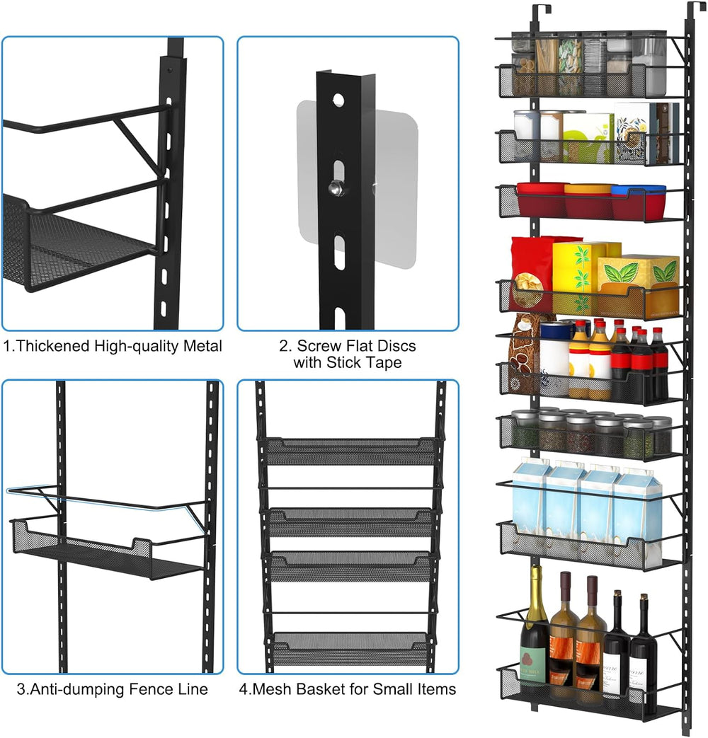 VyGrow Over the Door Pantry Organizer, 8-Tier Over the Door Organizer with Ad...