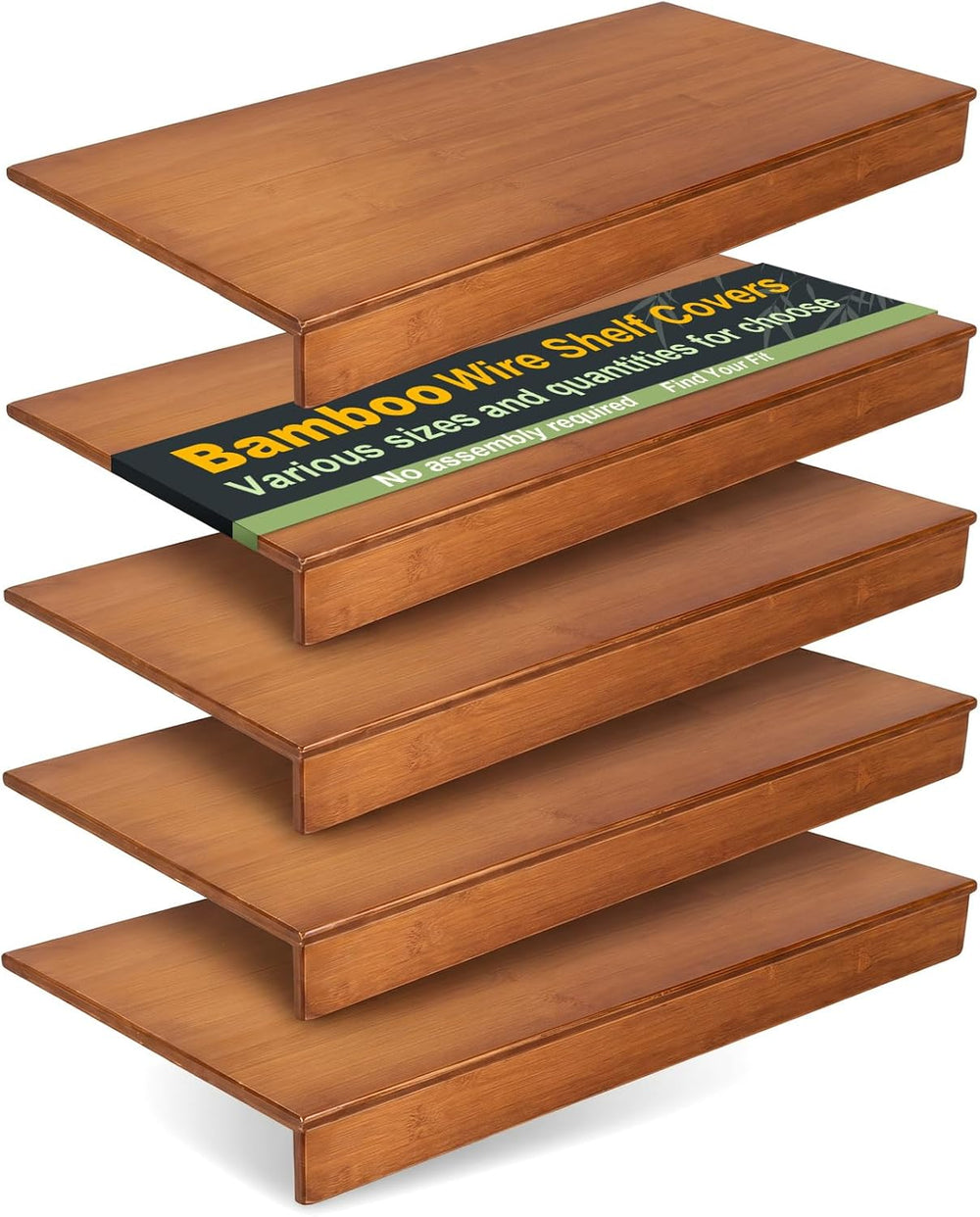 Bamboo Wire Shelf Covers for Wire Shelving, 24" W X 16" D, 5 PCS