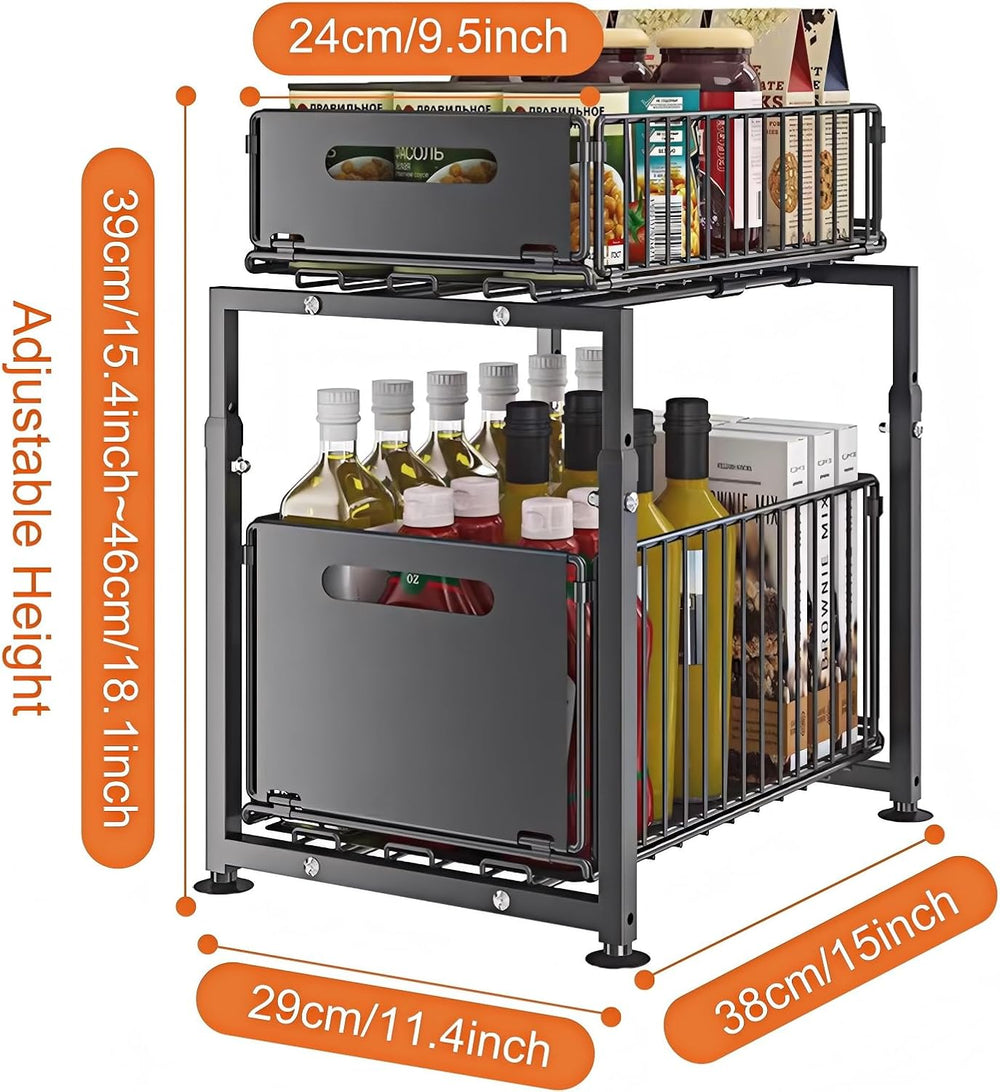 Under Sink Organizer, 2-Tier Multi-Use Kitchen and Bathroom Organizers and St...