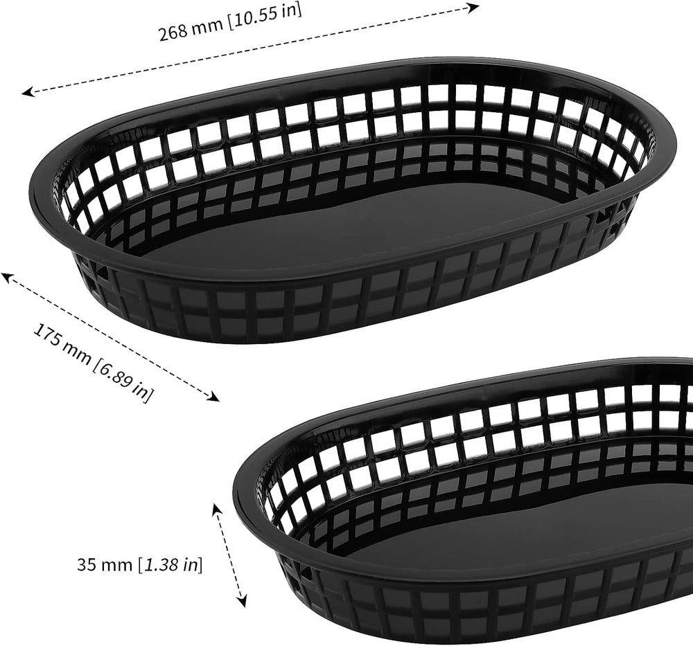 MANCHAP 50 Pack 10.6 x 7 Inches Plastic Fast Food Serving Baskets, Oval Plast...
