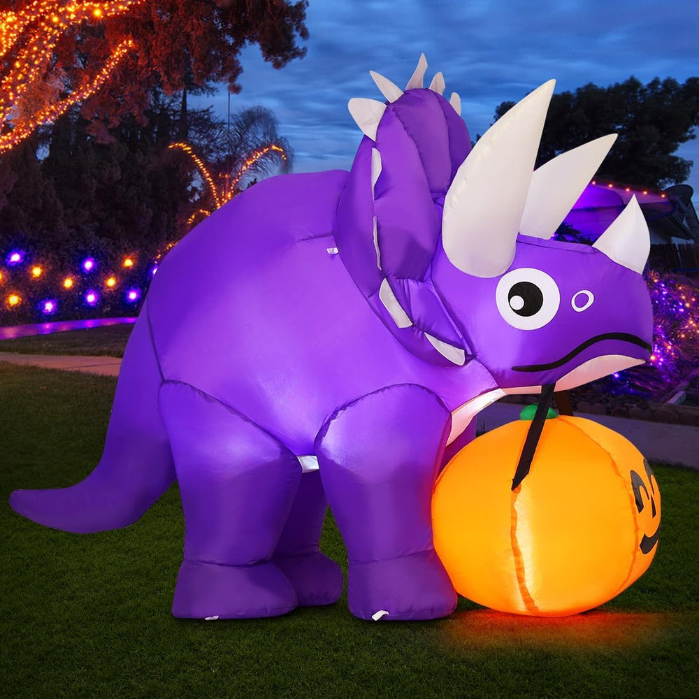 GOOSH 5 FT Width Halloween Inflatables Dinosaur Outdoor Decorations Blow Up Y...
