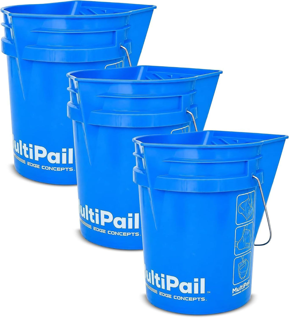 5-Gallon Bucket with Paint Tray, Dustpan Edge, Pour Spout, 3-Pack