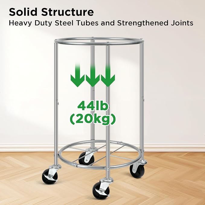 Laundry Hamper with Wheels, 100L Round Rolling Laundry Basket Sorter with