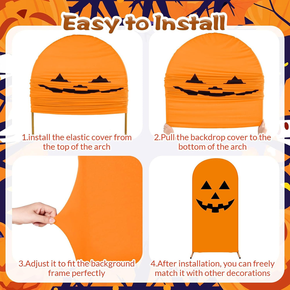 3 Pcs Halloween Arch Backdrop Cover Pumpkin 4ft 5ft 6ft
