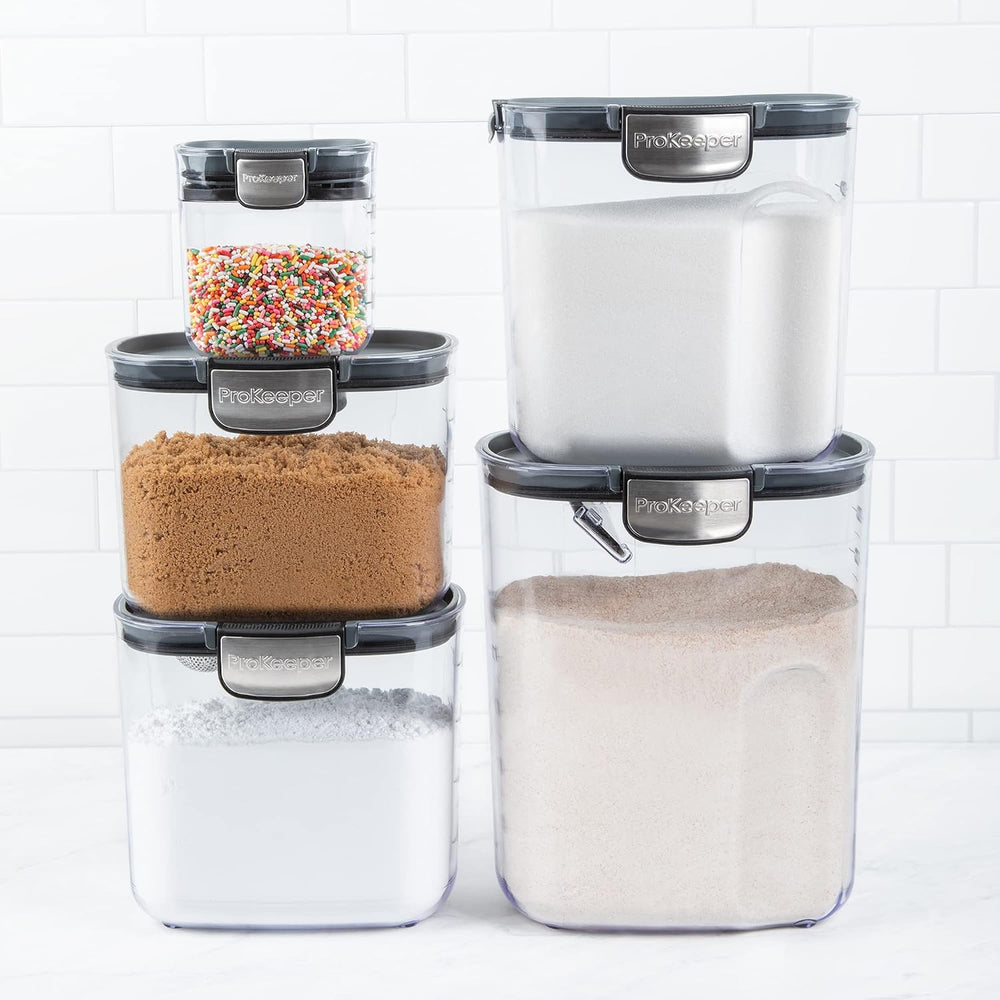 ProKeeper+ Airtight Food Storage Container Set – Clear Plastic Flour and Suga...