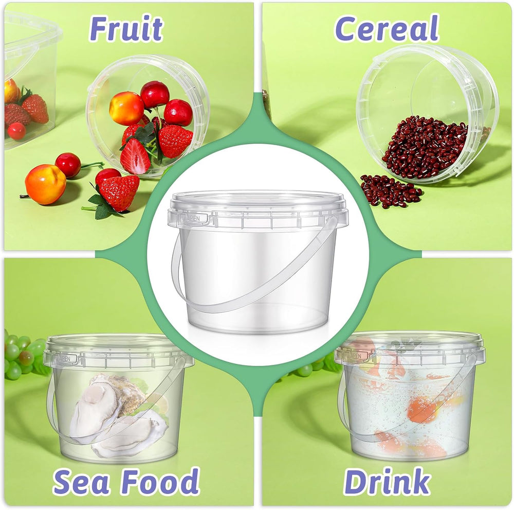 40 Pcs 16oz Clear Plastic Buckets with Handles and Lids, 16oz Mini Drinking B...