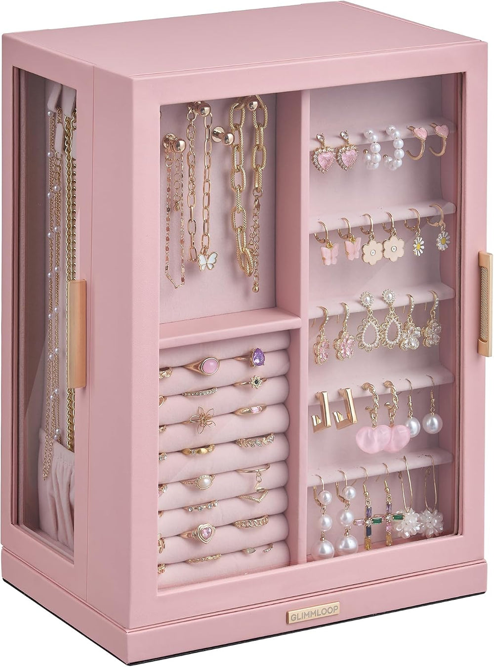 Glimmloop 360° Rotating Jewelry Box with 7 Drawers, Spacious Vertical Jewelry...
