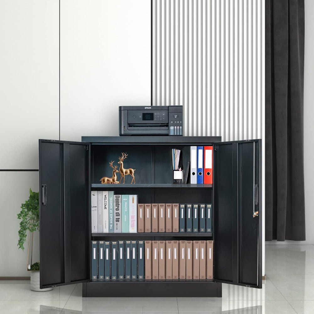 Metal Storage Cabinet, 36" H Locking Storage Cabinet with 2 Adjustable S...