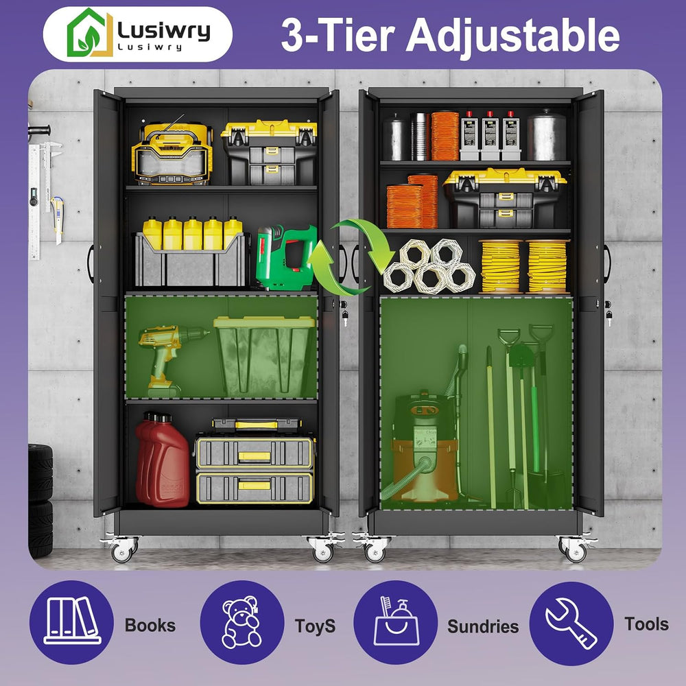 61" Tall Metal Storage Cabinet