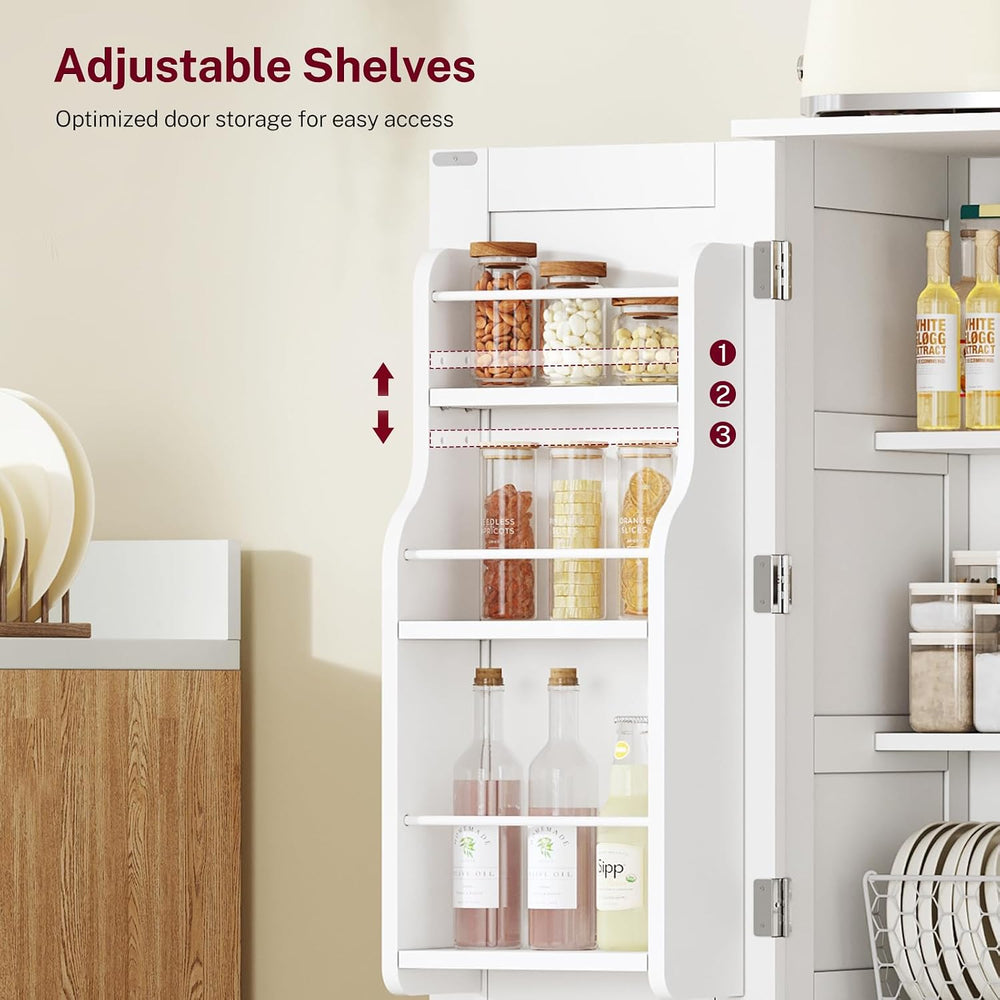 43"H Pantry Cabinet with 4 Doors, Kitchen Cabinet with 6 Door Shelves