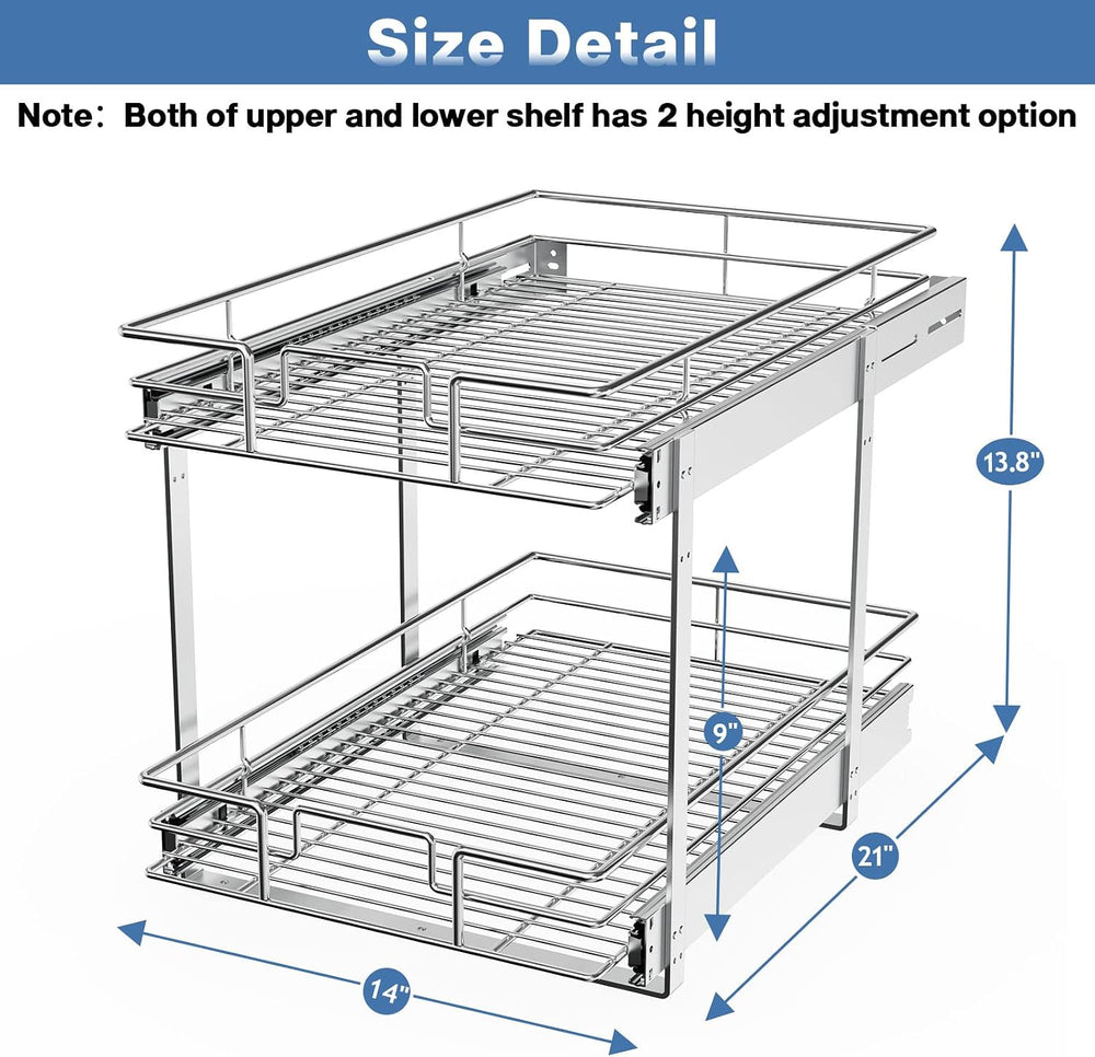 LOVMOR 2 Tier Individual Pull Out Cabinet Organizer 14" W x 21" D, ...